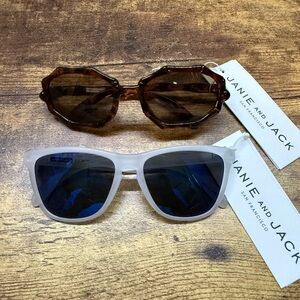 New Janie And Jack Toddler Sunglasses 2 pairs White and Brown 4 Years Old